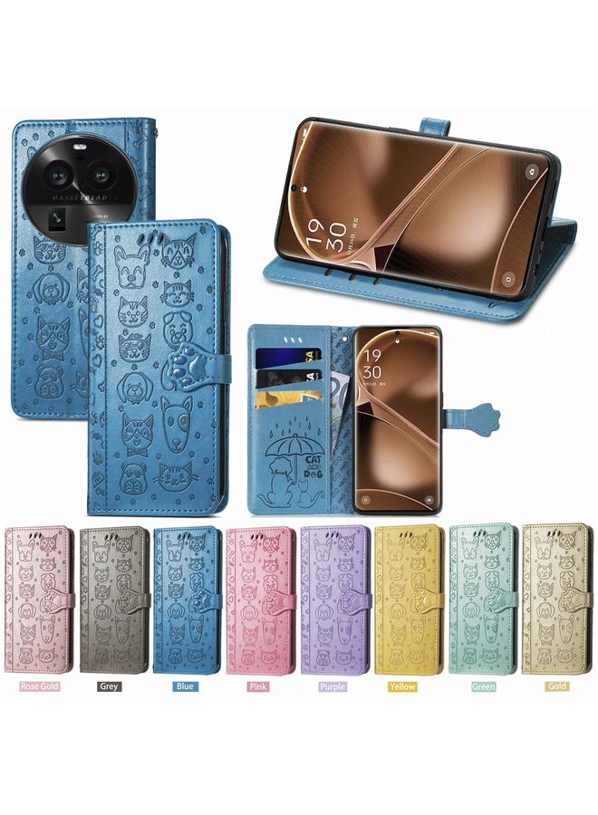 S-TOP Case For OPPO Find X6 Pro Cat and Dog Embossed Leather Phone Case - Image 5