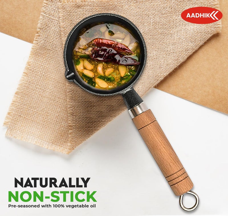 AADHIK Cast Iron Tadka Pan/Vaghar/Chounk/Baghar for Frying Dal/Spices - Image 2
