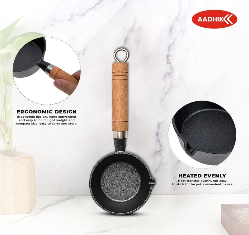 AADHIK Cast Iron Tadka Pan/Vaghar/Chounk/Baghar for Frying Dal/Spices - Image 5