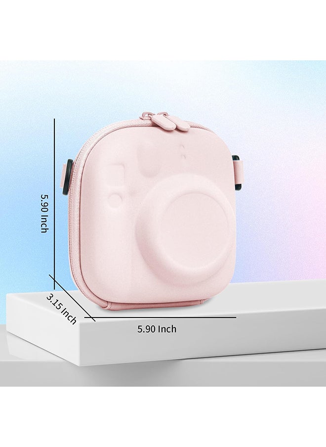 O Ozone - Universal Protective Camera Case for Fujifilm Instax Mini 12 11 9 8 SE 7+ 40, Instant Camera Bag Hard EVA Case with Shoulder Strap- Blossom Pink - Image 1