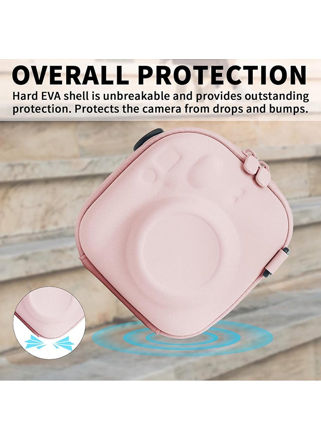 O Ozone - Universal Protective Camera Case for Fujifilm Instax Mini 12 11 9 8 SE 7+ 40, Instant Camera Bag Hard EVA Case with Shoulder Strap- Blossom Pink - Image 1