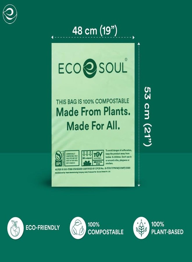 ECO SOUL [19 inch x 21 inch, 45 Pack] Medium Compostable Trash Bags | Eco-Friendly Non OXO-Biodegradable Bags for Garbage Bins | Heavy Duty & Leak-Resistant | Home, Office & Kitchen Use (48 x 53 cm) - Image 2