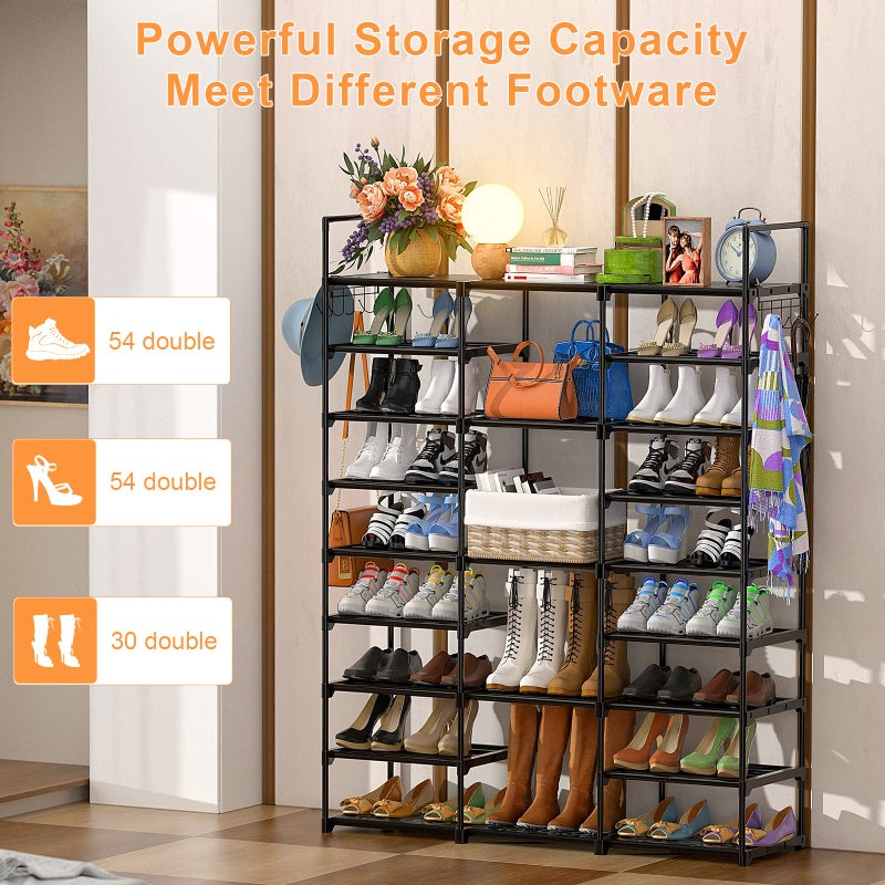 Kottwca 9-Tier Metal Shoe Rack Organizer for 50-55 Pairs - Space Saving Shoe Storage Shelf for Entryway, Closet, Bedroom, Hallway - Image 3