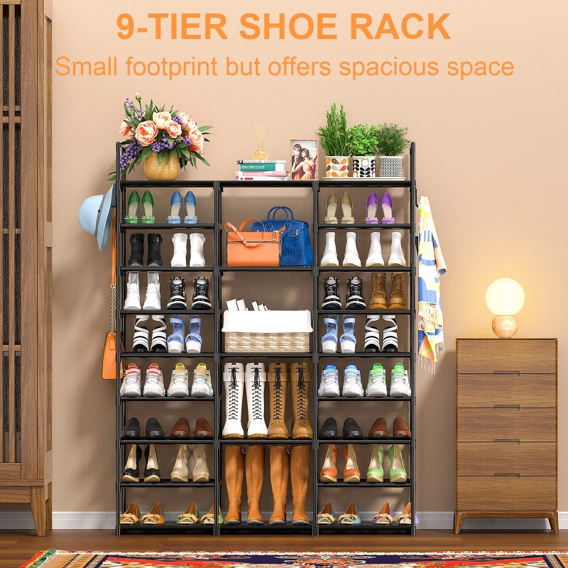Kottwca 9-Tier Metal Shoe Rack Organizer for 50-55 Pairs - Space Saving Shoe Storage Shelf for Entryway, Closet, Bedroom, Hallway - Image 5