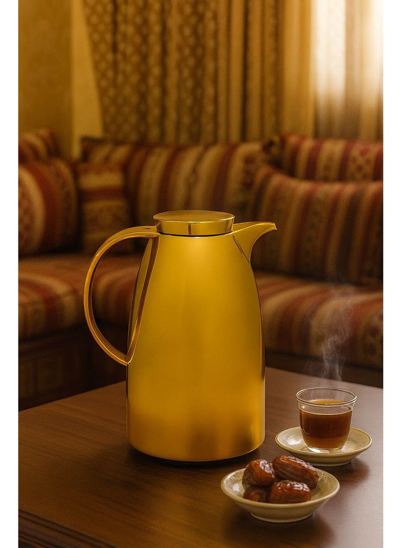 باصرة ترمس شاي وقهوة فاخر من باصرة بلون ذهبي كروم – سعة 1.5 لتر