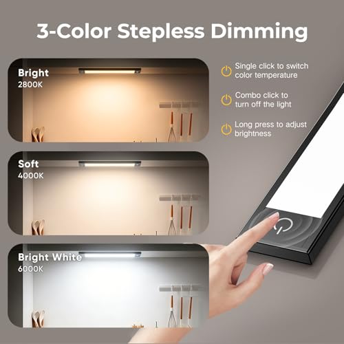 VST Under Cabinet Lighting Wireless 2 Pack Rechargeable 1800mAh Motion Sensor LED Closet Light 3 Color Temperature Dimmable Magnetic Step Night Light for Kitchen Stairs Wardrobe - Image 3