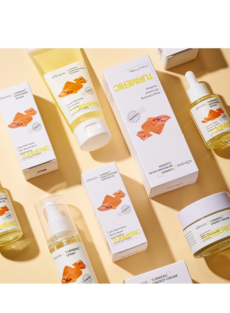 Kormesic مجموعة الكركم للعناية بالبشرة لمكافحة الشيخوخة وتفتيح البشرة ، بما في ذلك منظف الوجه ، السيروم ، الزيوت الأساسية المهدئة ، التونر ، الكريمات ، لتصحيح البقع الداكنة ، شد البشرة ، تحسين لون البشرة - Image 4