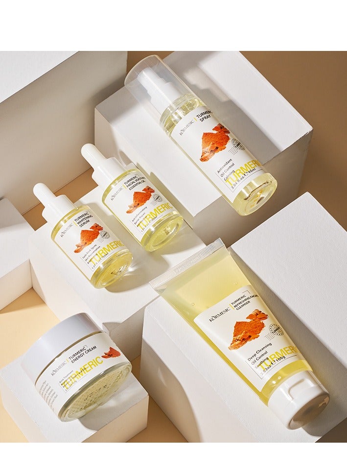 Kormesic مجموعة الكركم للعناية بالبشرة لمكافحة الشيخوخة وتفتيح البشرة ، بما في ذلك منظف الوجه ، السيروم ، الزيوت الأساسية المهدئة ، التونر ، الكريمات ، لتصحيح البقع الداكنة ، شد البشرة ، تحسين لون البشرة - Image 5