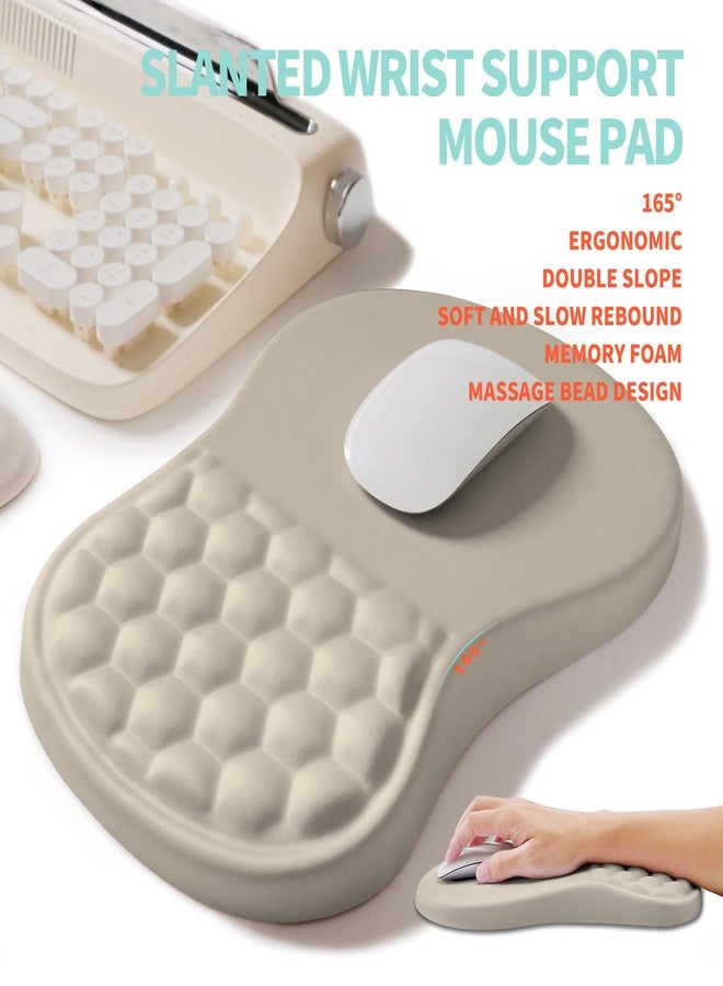 KUOSGM 2-in-1 Ergonomic Set, Wave Rise Keyboard Wrist Rest and Massage Bulge Slope Mouse Pad Wrist Support, Cushion Memory Foam Integrated to Relieve Wrist Pain, Apricot - Image 3