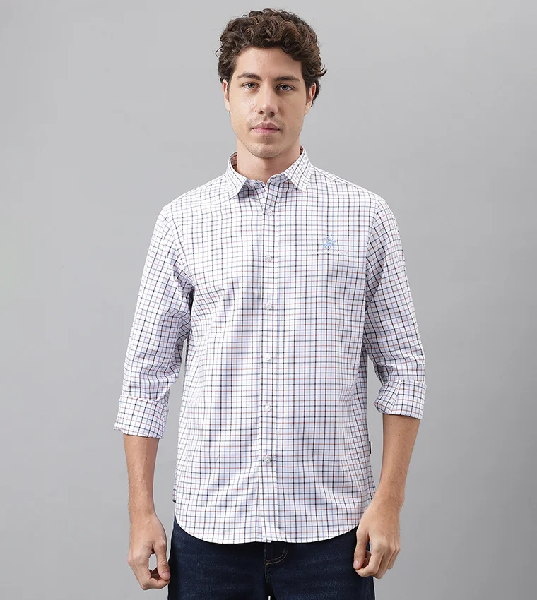 BEVERLY HILLS POLO CLUB Logo Embroidered Checkered Shirt