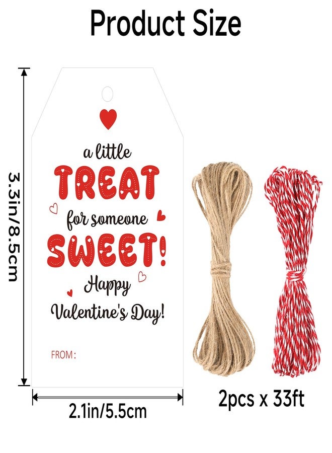 joycraft Valentine Gift Tags - 50Pcs Happy Valentine's Day Tags with String, White A Little Treat for Someone Sweet Valentine’s Day Hangtags for Gift Bags, Party Favor, Classroom Exchange - Image 2