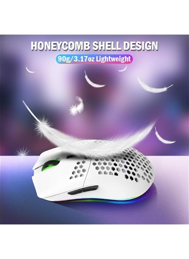 Wireless Gaming Mouse, Honeycomb Hollow Design Ergonomic Wireless Mouse with Backlight, 6 ons 4 Speed Adjustable DPI Computer Mouse Rechargeable RGB Gaming Wireless Mouse for Mac Laptop PC - Image 2