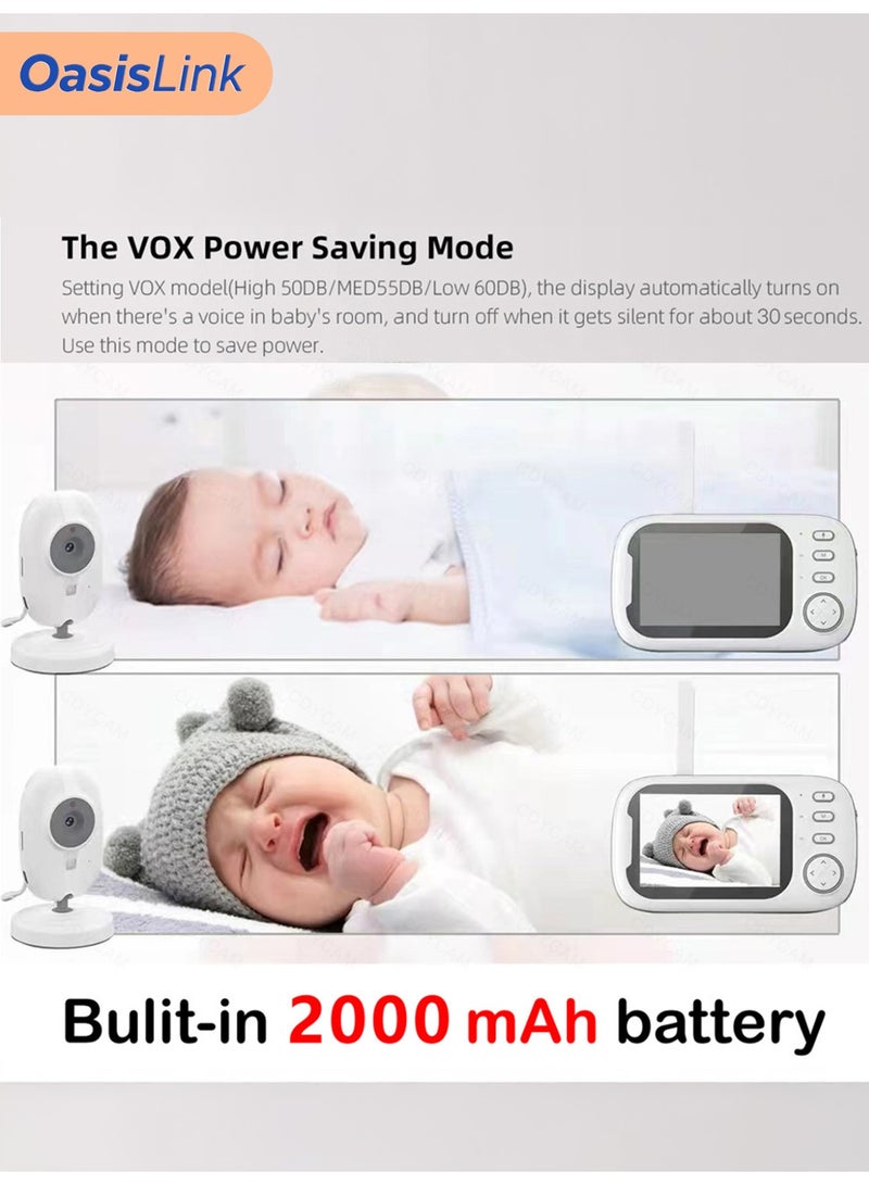 OasisLink Baby Monitor with Camera and Audio, 3.5 Inch Video Baby Monitor Screen with 10-hour Battery on VOX Mode, 2-Way Talk, Sound alert, Wireless, No WiFi, up to 1000ft Range - Image 4