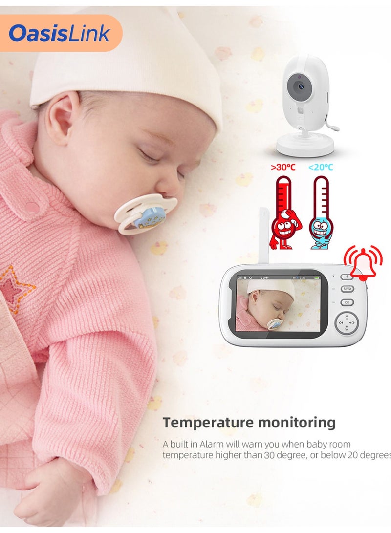 OasisLink Baby Monitor with Camera and Audio, 3.5 Inch Video Baby Monitor Screen with 10-hour Battery on VOX Mode, 2-Way Talk, Sound alert, Wireless, No WiFi, up to 1000ft Range - Image 3