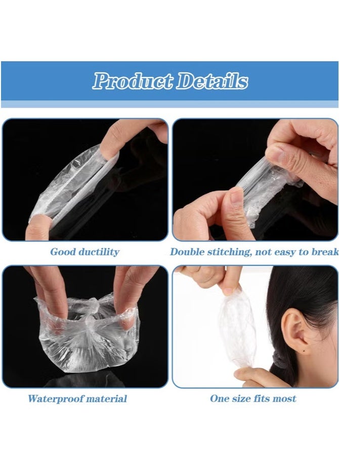 100PCS Ear Protector Caps Disposable Elastic Clear Shower Water Ear Covers Large for Hair Dye, Shower, Bathing Ear Cover Caps,Spa Home Use Hotel and Hair Salon - Image 2