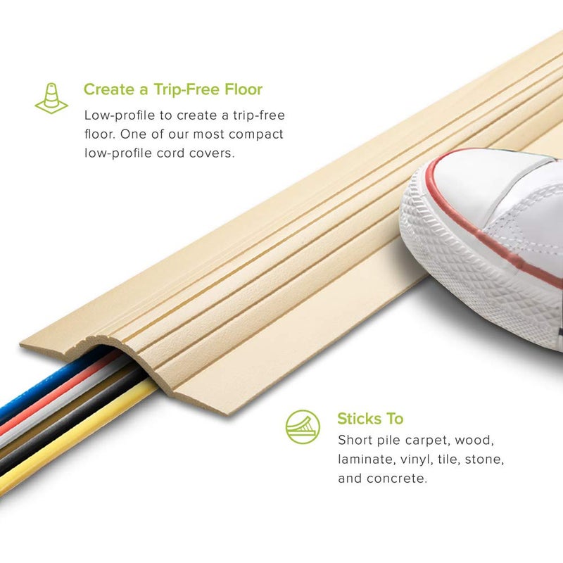 UT Wire 5-Feet Cable Blanket High Capacity Low Profile Cord Cover and Protector, Beige - Image 2