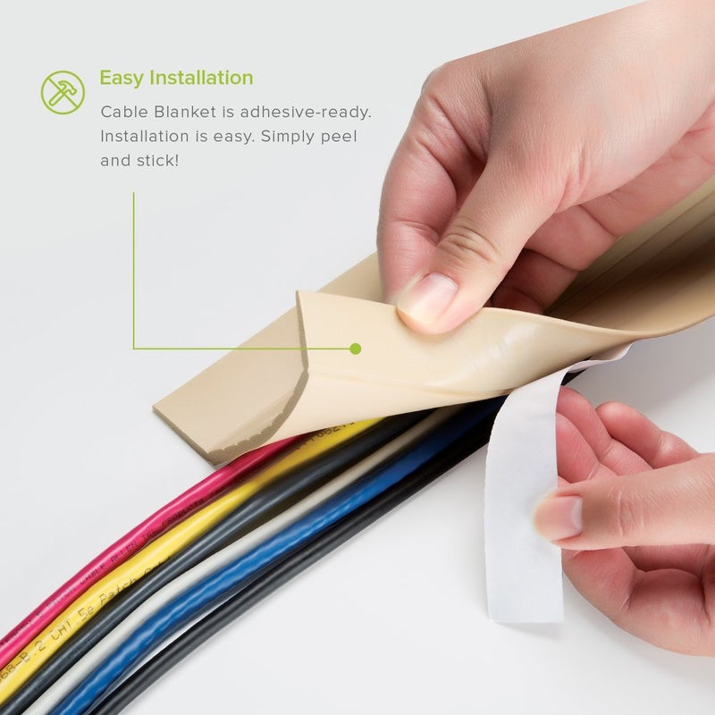 UT Wire 5-Feet Cable Blanket High Capacity Low Profile Cord Cover and Protector, Beige - Image 3