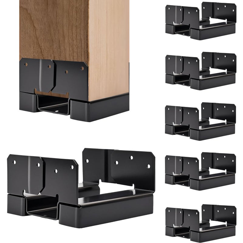 INCEPRIPARI 6x6 Post Base 6 PCS Post Bracket Inner Size 5.6"x5.6" Heavy Duty Metal Fence Post Anchor, Black Post Base for Concrete for Wood Deck Pergola Porch Railing Mailbox Support - Image 1
