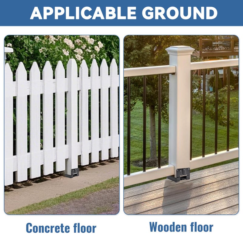 INCEPRIPARI 6x6 Post Base 6 PCS Post Bracket Inner Size 5.6"x5.6" Heavy Duty Metal Fence Post Anchor, Black Post Base for Concrete for Wood Deck Pergola Porch Railing Mailbox Support - Image 5
