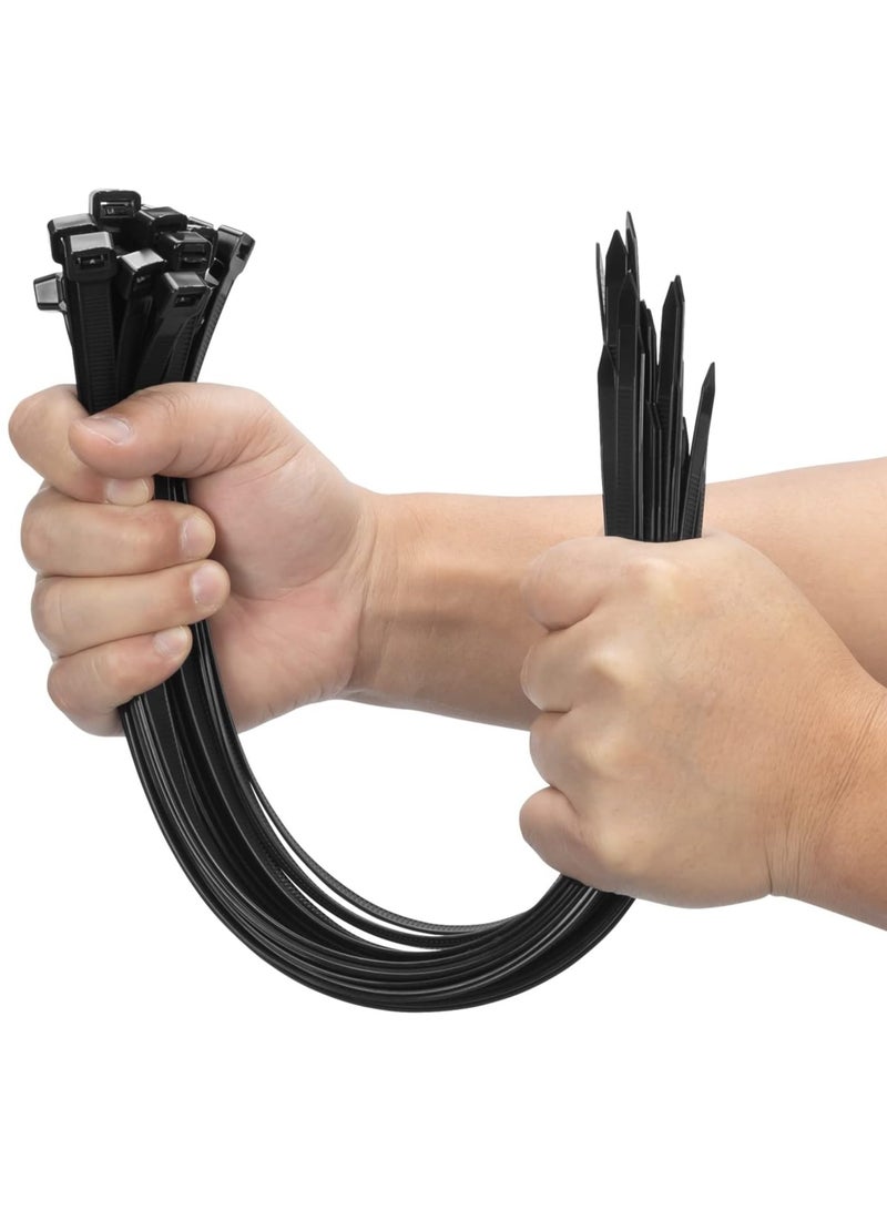 Loquat Cable Ties 400mm x 5mm - Black Nylon Zip Tie Wrap - Self-Locking for Home, Office, Garden, Garage, and Workshop (Pack of 100) - Image 1