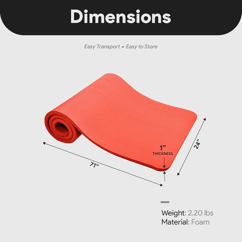 BalanceFrom All-Purpose 1-Inch Extra Thick High Density Anti-Tear Exercise Yoga Mat with Carrying Strap, Multiple Colors - Image 4