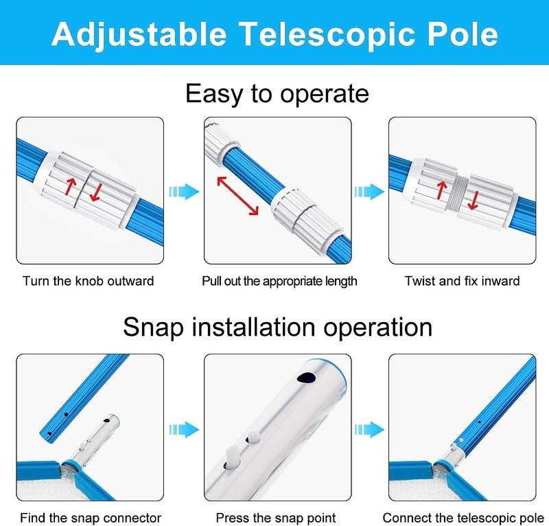 Blue Wave 4/8 Feet Telescopic Pole with 2 Section Easy Lock Extend Upto 8 Feet for Swimming Pool, Aluminium Telescopic Pool Pole - Image 3