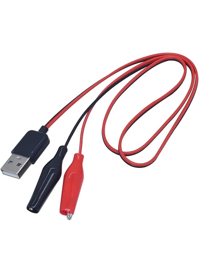 PROMASS promass Alligator Test Clips Clamp to USB Connector Cable Crocodile Electrical Clip Power Supply Extension 60CM Wire Adapter (USB Female)  - Image 1
