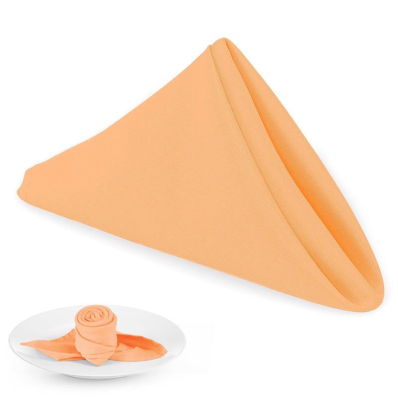 PLOYMONO Peach Fuzz Heavy Duty Cloth Napkins 17 x 17 Inch Solid Washable Polyester Dinner Napkins Set of 8 Napkins with Hemmed Edges Great for Weddings Parties Spring Summer Mothers Day