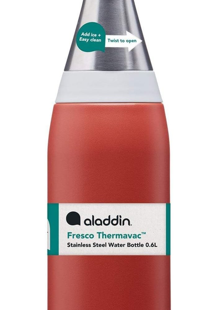Aladdin Fresco Thermavac Stainless Steel Water Bottle 0.6L Terra Cotta - Leakproof, Keeps Cold for 10 Hours - Image 4