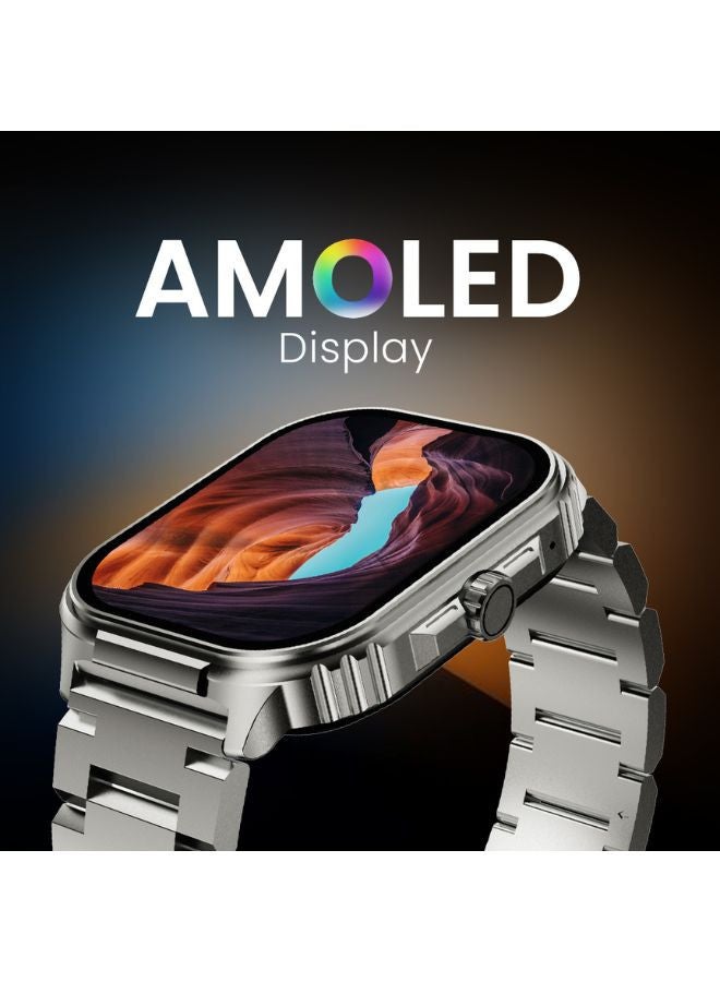 HiFuture Ultra3 PRO Premium Stainless Steel Smart Calling Watch, 2.04 Inch AMOLED Display, Silver - Image 5