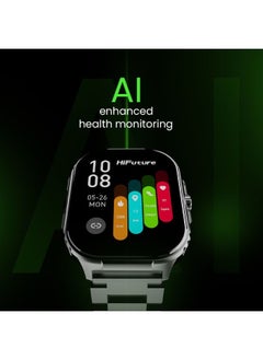 HiFuture Ultra3 PRO Premium Stainless Steel Smart Calling Watch, 2.04 Inch AMOLED Display, Silver  - Image 4