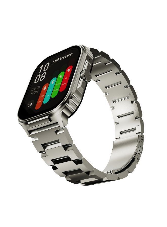 HiFuture Ultra3 PRO Premium Stainless Steel Smart Calling Watch, 2.04 Inch AMOLED Display, Silver - Image 2