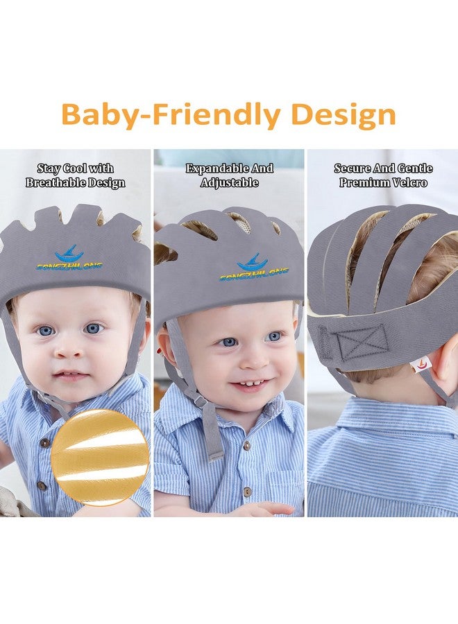 IULONEE Baby Head Protector Baby Protection Helmets Infant Walking Protective Cap Adjustable Baby Crawling Helmet Baby Safety Helmet Protective Baby Helmet for Kid Learning to Walk (Grey) - Image 3