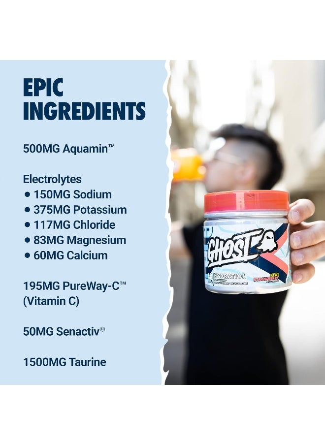 Ghost Hydration, Kiwi Strawberry, 40 Serv, Electrolyte Powder - Drink Mix Supplement With Magnesium, Potassium, Calcium, Vitamin C & Taurine For Energy & Endurance - Vegan, Free Of Soy, Sugar & Gluten  - Image 4