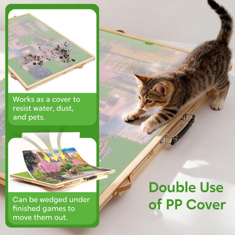 Tektalk Convertible Jigsaw Puzzle Board, Two-Way Use Adjustable Puzzle Table with Cover & 4 Colored Sorting Drawers, Tilting Wooden Plateau, for Up to 1000 Pieces - Green - Image 5