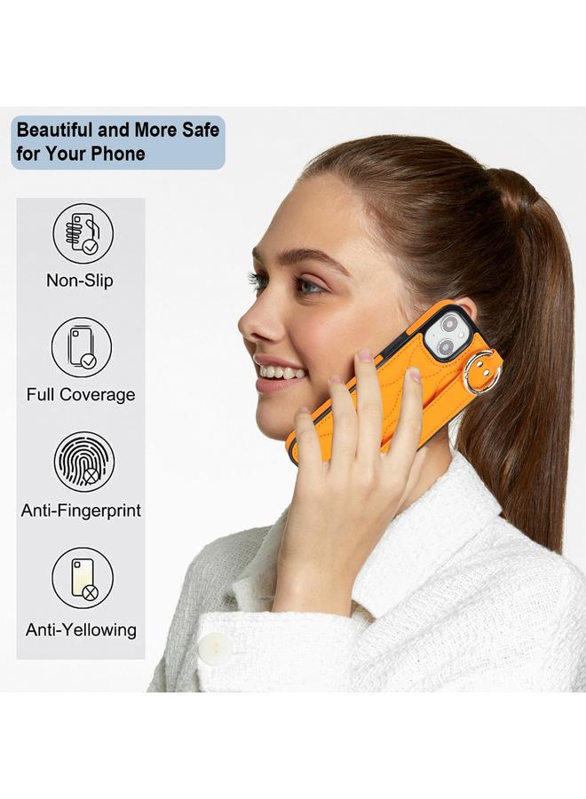 Zaboon Case For iPhone 13 mini Non-slip Full Coverage Ring PU Phone Case with Wristband - Image 3