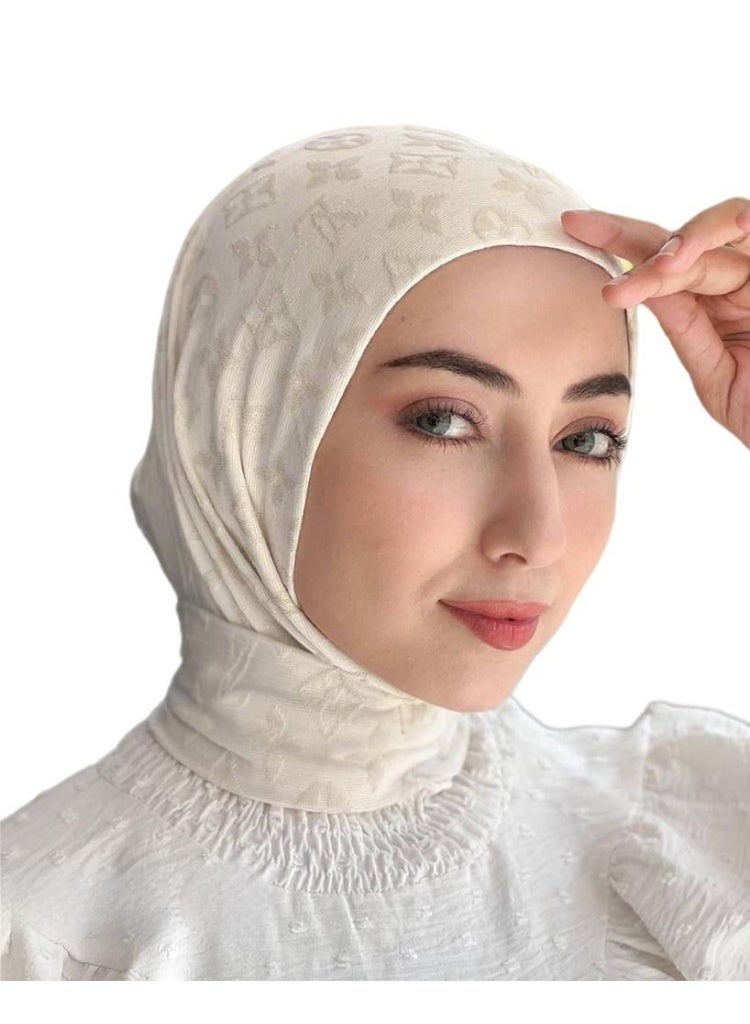 طرحة جاكار فاخر بك إطلالة جذابة ومميزة لون بيج فاتح لأناقة لا مثيل لها