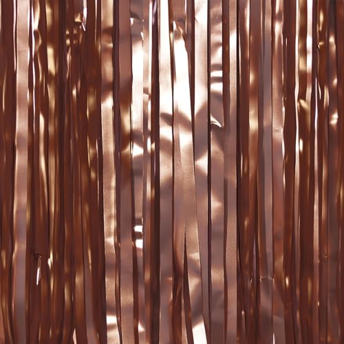 PartyWoo Foil Curtain 2 pcs 33x66 ft Metallic Brown Tinsel Foil Fringe Curtains Birthday Decorations Party Wedding Backdrop - Image 3