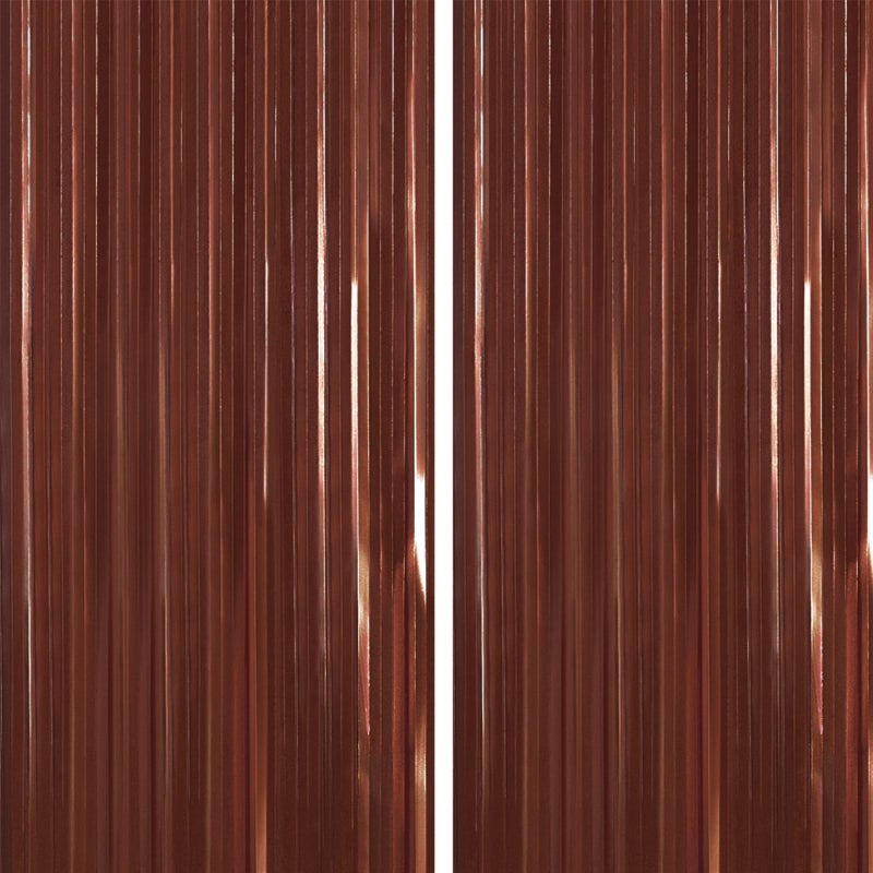 PartyWoo Foil Curtain 2 pcs 33x66 ft Metallic Brown Tinsel Foil Fringe Curtains Birthday Decorations Party Wedding Backdrop - Image 2