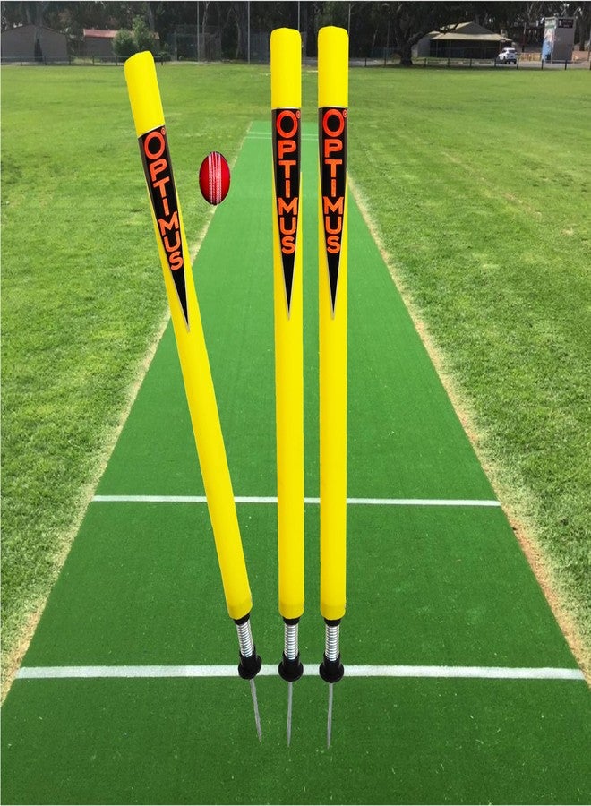 Optimus® Cricket Plastic Target Stump Wicket 3 Pcs-Flexible Steel Spring & Ground Spike - AB - Image 1