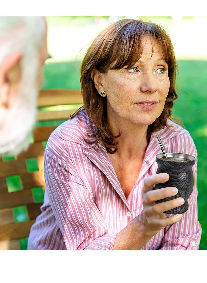 XiuWoo Yerba Mate Tea Cup, Stainless Steel Double Walled Easy Wash Household Insulation Gourds for Loose Leaf Drinking, Includes Bombilla Straw and Cleaning Brush, 230 ML - Image 5