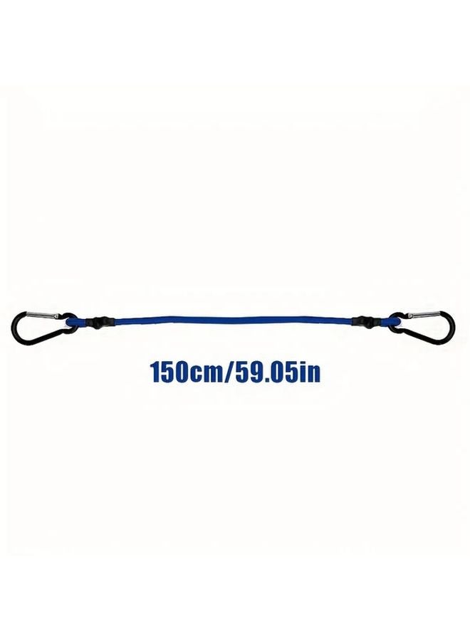 Blue Heavy Duty Stretchable Bungee Cords with Metal Hooks 59 06 Inch 122lb Strength - Image 1