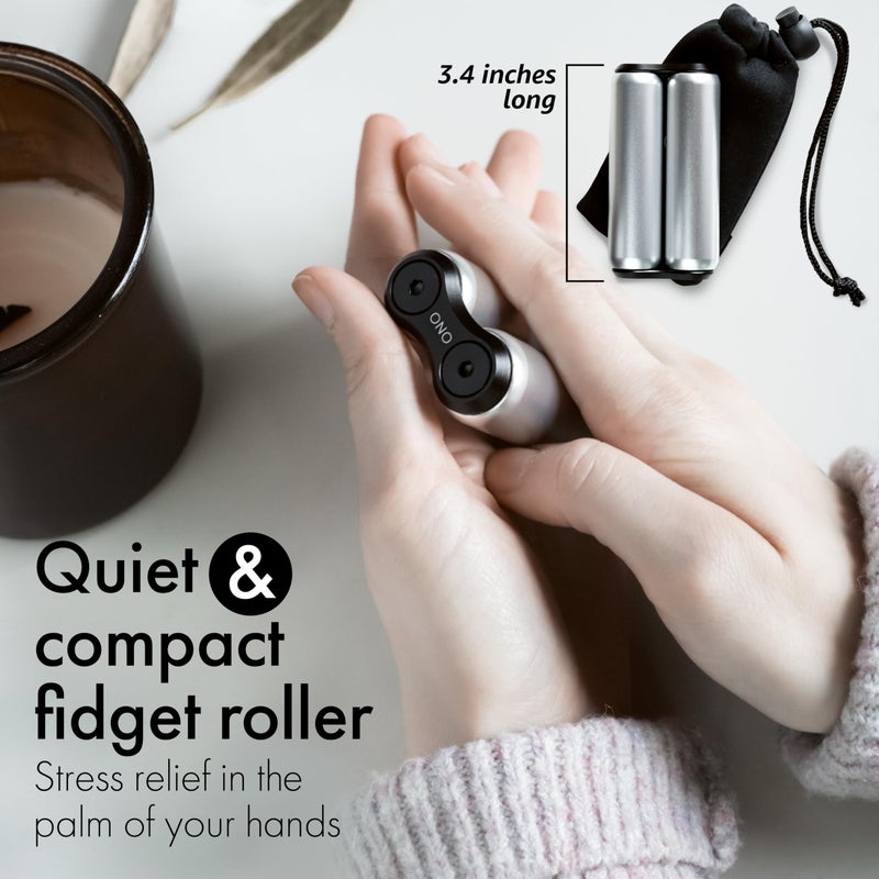 ONO Roller  Handheld Fidget Toy for Adults  Help Relieve Stress Anxiety Tension  Promotes Focus Clarity  Compact Portable Design Grey Full Size  Aluminum - Image 3