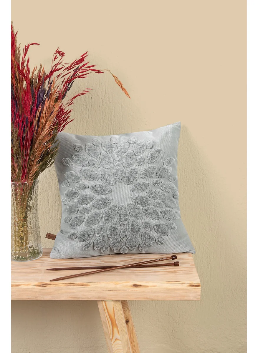 Hamur Dough Bohemian Special Design Punch Punch Pattern Square Decorative Throw Pillow Case Flower Gray