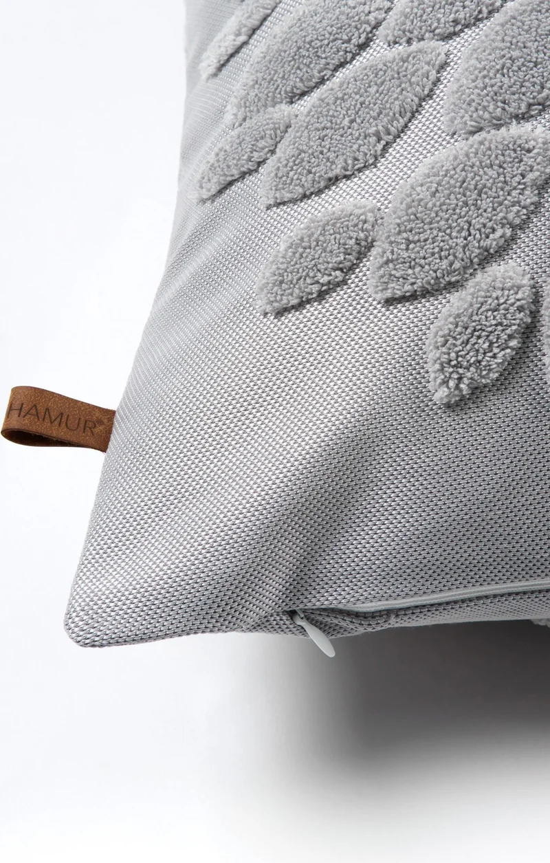 Hamur Dough Bohemian Special Design Punch Punch Pattern Square Decorative Throw Pillow Case Flower Gray
