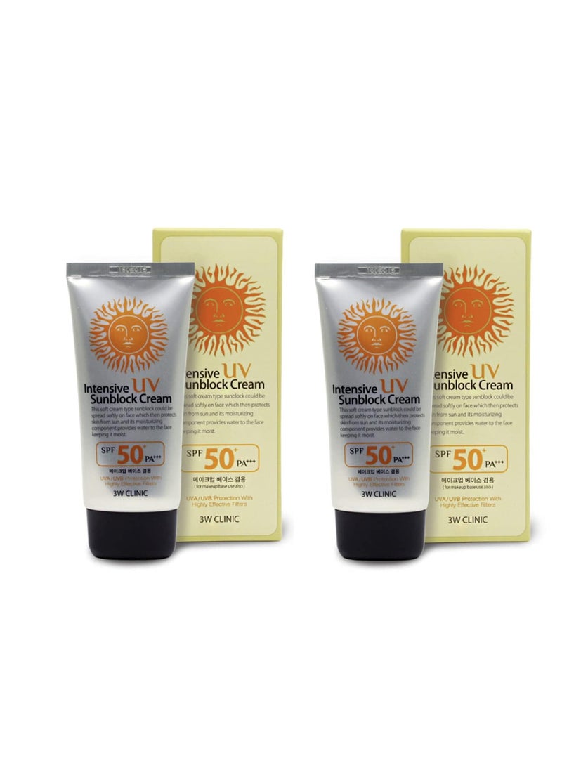 3W CLINIC 3W Clinic Intensive UV Sunblock Cream SPF50 PA 70ml  237 flozPack of 2 