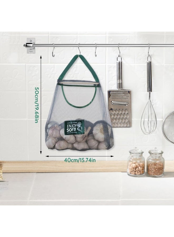 FALMER 3Pcs Hanging Net String Shopping Bags Reusable Grocery Mesh Bags – Durable, Foldable Polyester Mesh Tote for Fruits, Vegetables, and Food Products – Expandable, Breathable, Eco-Friendly String Bag – Portable and Tear-Resistant Green Produce Bag - Image 3