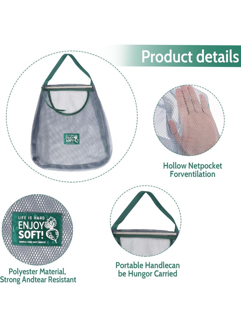 FALMER 3Pcs Hanging Net String Shopping Bags Reusable Grocery Mesh Bags – Durable, Foldable Polyester Mesh Tote for Fruits, Vegetables, and Food Products – Expandable, Breathable, Eco-Friendly String Bag – Portable and Tear-Resistant Green Produce Bag - Image 4