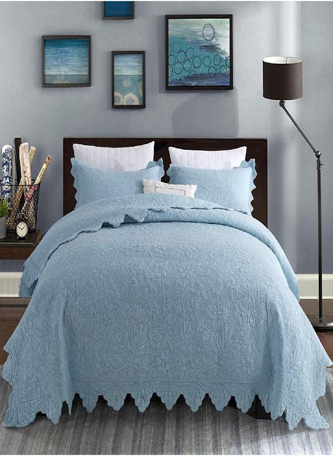 Brandream Brandream Luxury Bedding Quilt Set Queen Size Farmhouse Quilted Bedspread Coverlet Set Cotton Shabby Antique  - Image 1