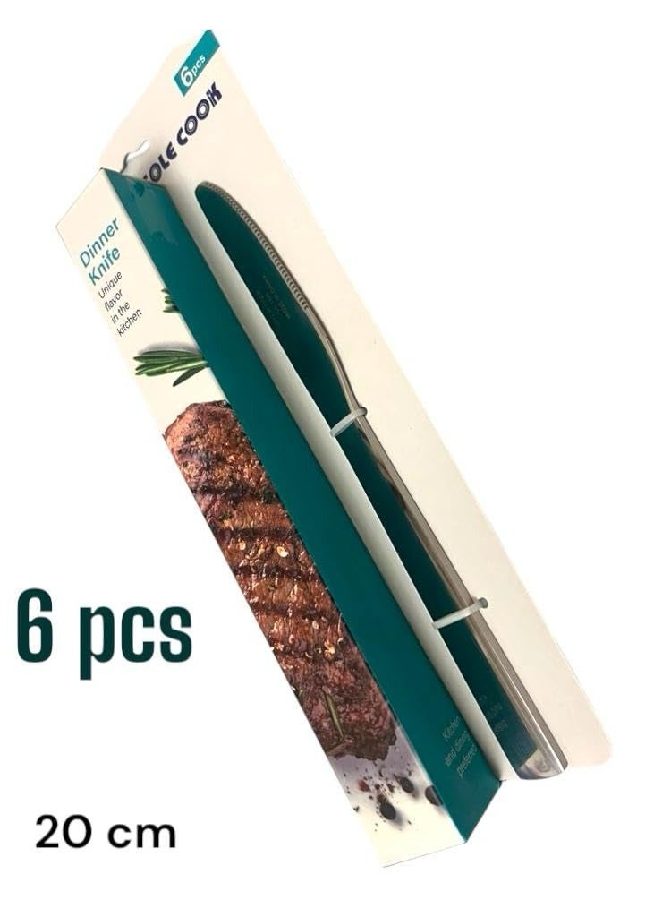Dinner Knife Set of 6 - Stainless Steel - Carefully Polished for Lasting Use - Image 5